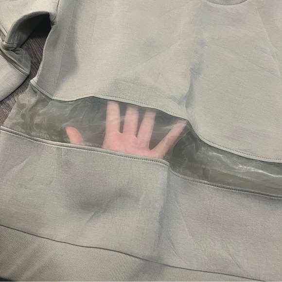 Anthropologie Mesh Paneled Sweatshirt Olive Green Casual Workout Gym Size XS - Picture 8 of 10